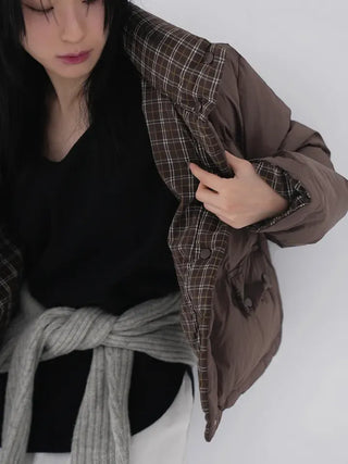 Mag Reversible Check Short Padded Jacket