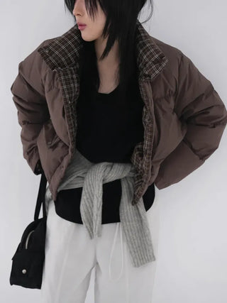 Mag Reversible Check Short Padded Jacket