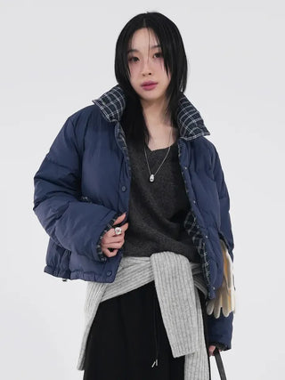 Mag Reversible Check Short Padded Jacket