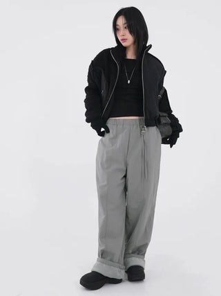 Drin Chain Elastic Waist Wide Pants