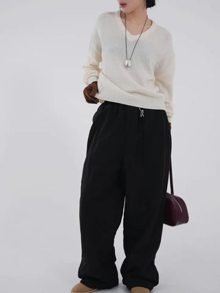 Drin Chain Elastic Waist Wide Pants