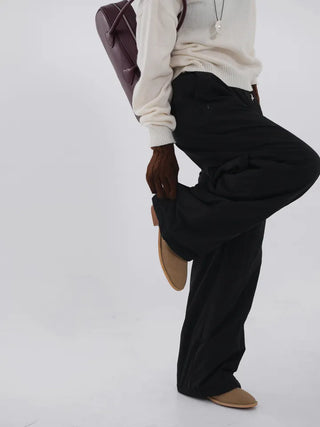 Drin Chain Elastic Waist Wide Pants