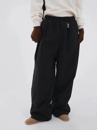 Drin Chain Elastic Waist Wide Pants