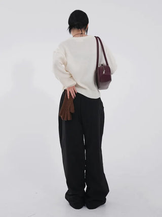 Drin Chain Elastic Waist Wide Pants