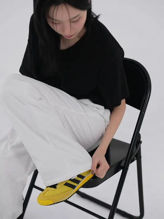 Drin Chain Elastic Waist Wide Pants