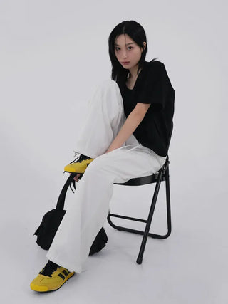 Drin Chain Elastic Waist Wide Pants