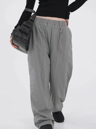 Drin Chain Elastic Waist Wide Pants