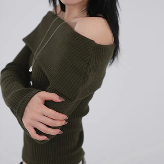 Serene Ribbed Slim Off-Shoulder Knit
