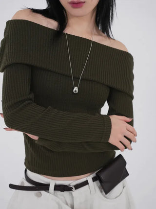 Serene Ribbed Slim Off-Shoulder Knit