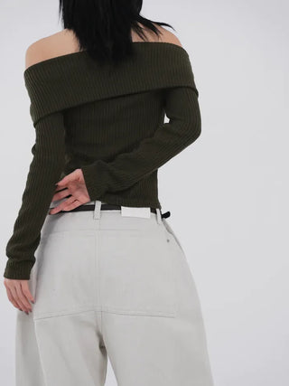 Serene Ribbed Slim Off-Shoulder Knit