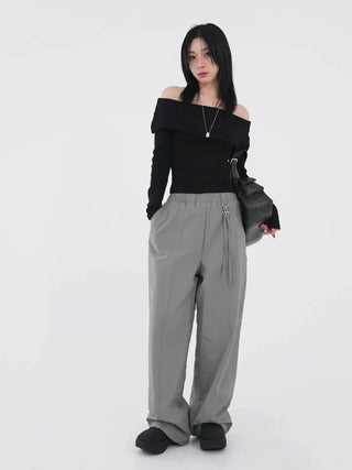 Serene Ribbed Slim Off-Shoulder Knit