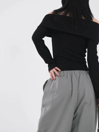Serene Ribbed Slim Off-Shoulder Knit