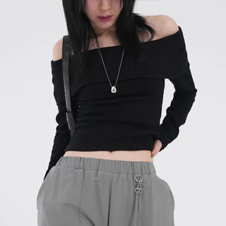 Serene Ribbed Slim Off-Shoulder Knit