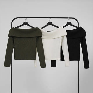 Serene Ribbed Slim Off-Shoulder Knit