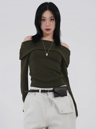 Serene Ribbed Slim Off-Shoulder Knit
