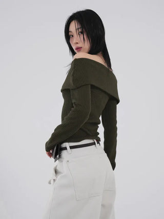 Serene Ribbed Slim Off-Shoulder Knit