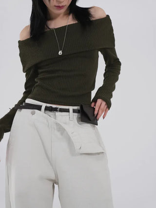 Serene Ribbed Slim Off-Shoulder Knit