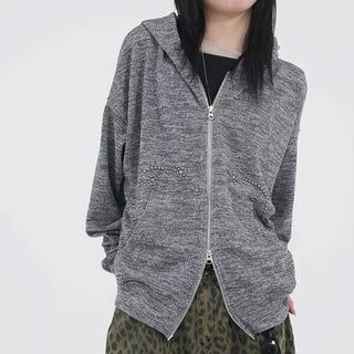 Ronnie Studded Knit Zip-up