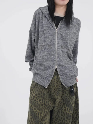 Ronnie Studded Knit Zip-up