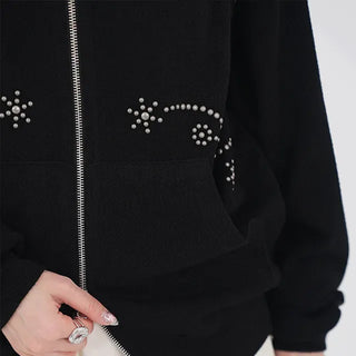 Ronnie Studded Knit Zip-up
