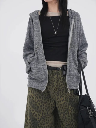 Ronnie Studded Knit Zip-up