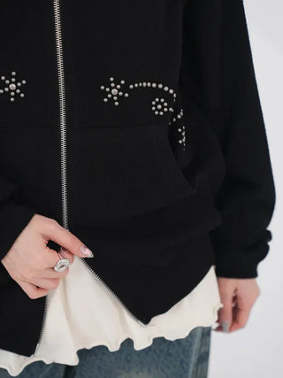 Ronnie Studded Knit Zip-up