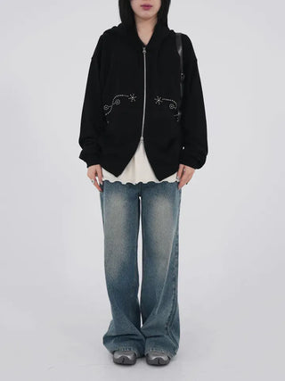 Ronnie Studded Knit Zip-up