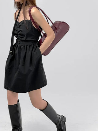 Crere Nylon Shirred Mini Dress