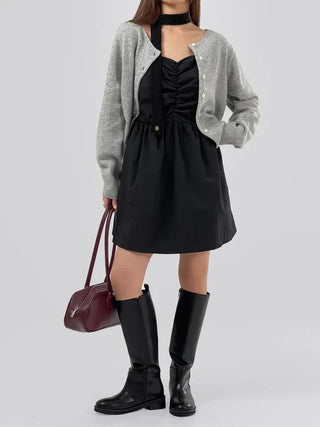 Crere Nylon Shirred Mini Dress