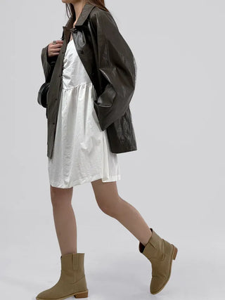 Crere Nylon Shirred Mini Dress