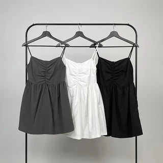 Crere Nylon Shirred Mini Dress