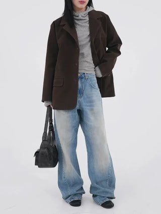 Desion Washed Buckle Denim Pants