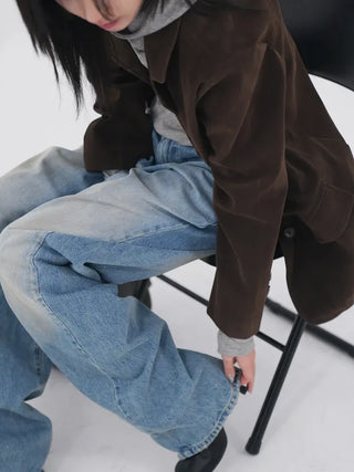 Desion Washed Buckle Denim Pants