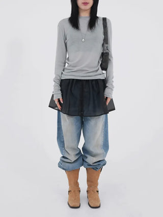Desion Washed Buckle Denim Pants