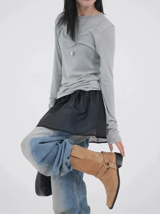 Desion Washed Buckle Denim Pants