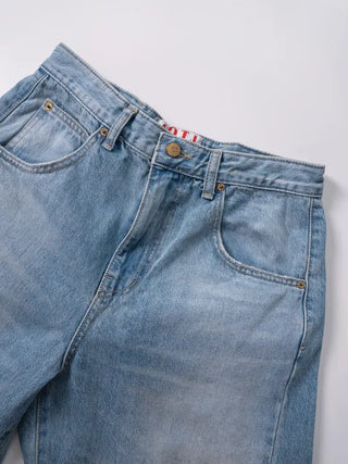 Desion Washed Buckle Denim Pants