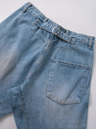 Desion Washed Buckle Denim Pants