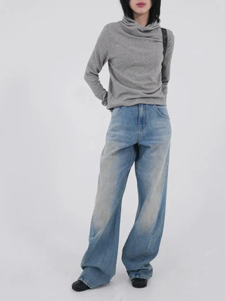 Desion Washed Buckle Denim Pants