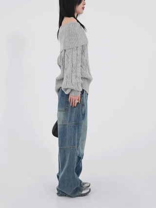 Lesion Banding Denim Pants