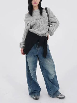 Lesion Banding Denim Pants