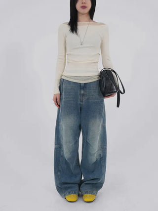 Lesion Banding Denim Pants