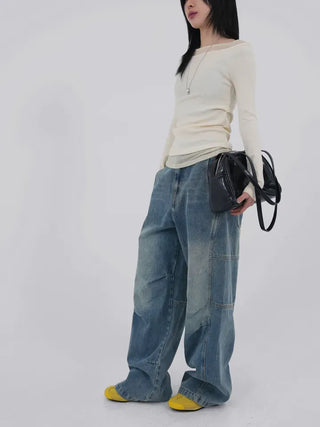 Lesion Banding Denim Pants