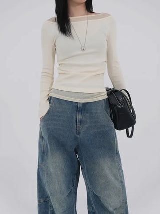 Lesion Banding Denim Pants