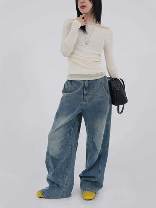 Lesion Banding Denim Pants