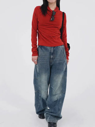 Lesion Banding Denim Pants