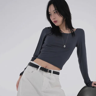 Tena U-neck Basic Long Sleeve Tee