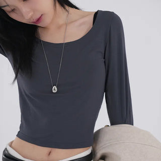 Tena U-neck Basic Long Sleeve Tee