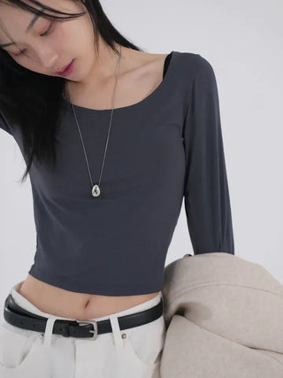 Tena U-neck Basic Long Sleeve Tee