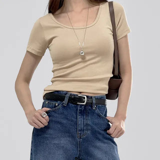 Pave U-neck Daily Short Sleeve Tee