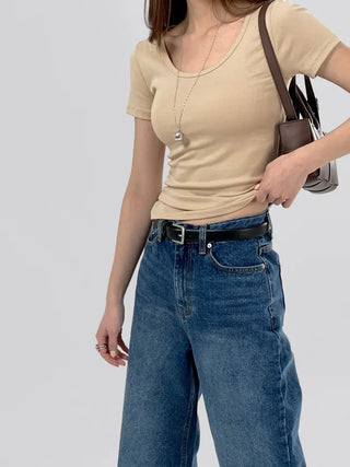 Pave U-neck Daily Short Sleeve Tee